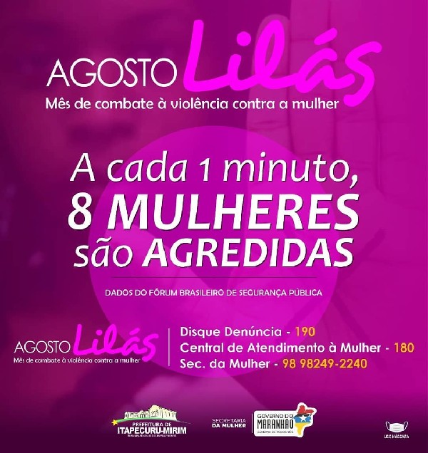 Agosto Lilás - Mês de enfrentamento da violência contra a mulher